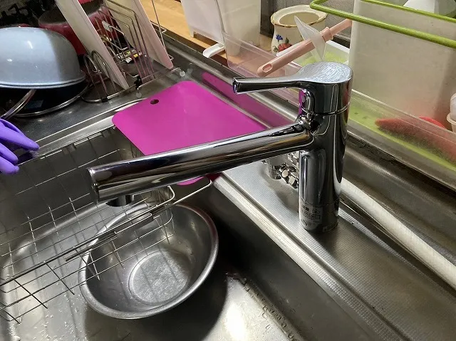 台付シングル混合水栓の節水効果とエコシングル機能